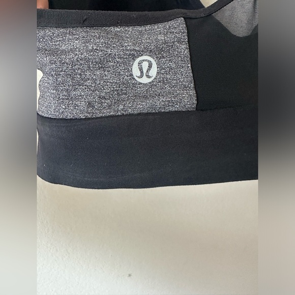 Lululemon Speed Up Bra Heathered Black Sports Top Yoga Run Mesh - Picture 5 of 7